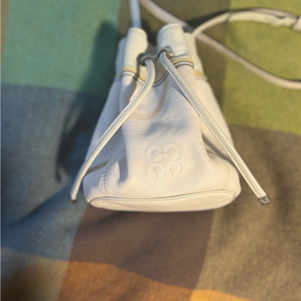 Coach White Leather Drawstring Crossbody Purse